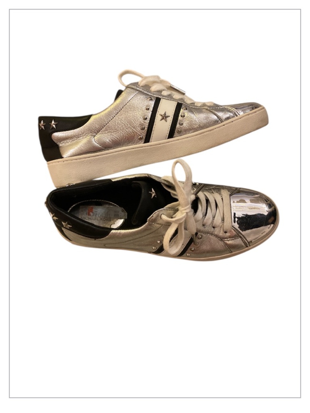 Michael Kors Metallic Silver Star-Accent Women’s Sneakers Size 8